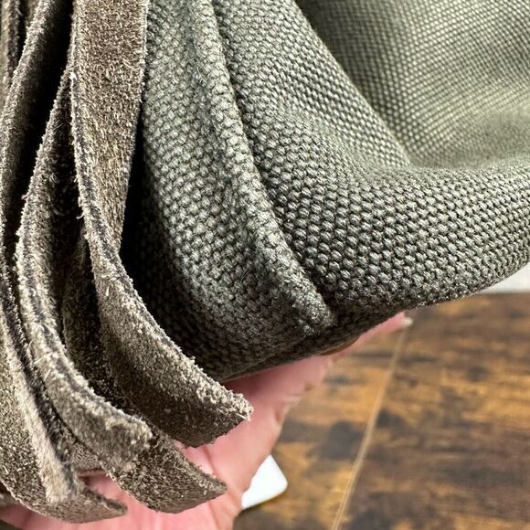 Prada Canapa Fringed Tote Bag Olive Green - Picture 12 of 16